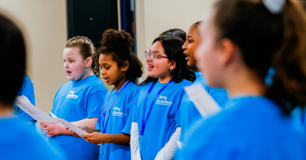 A group of children singing